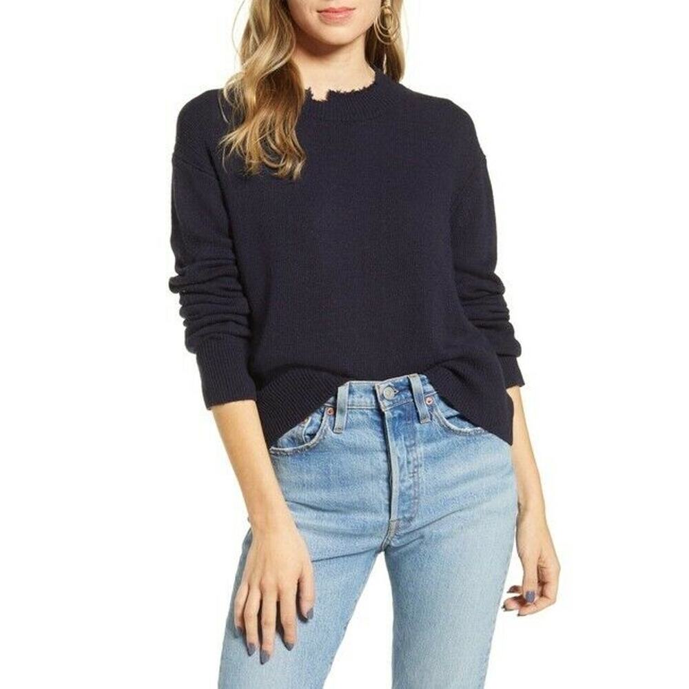Treasure & Bond Distressed Pullover Sweater Long Sleeves Crew Neck X-Small NWT